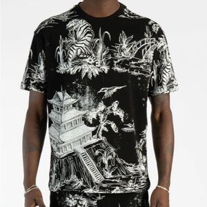 $72 Left Point Black & White CH Print Tee